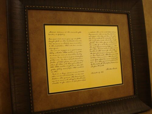 The Gettysburg Address by Abraham Lincoln PRINTED PARCHMENT PAPER FRAMED 