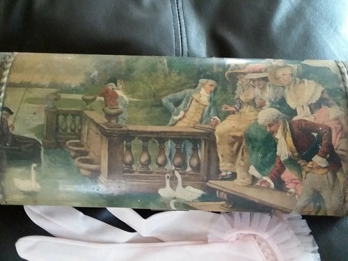 Beautiful Victorian Ladies Vanity Celluloid Glove Box with curved lid.