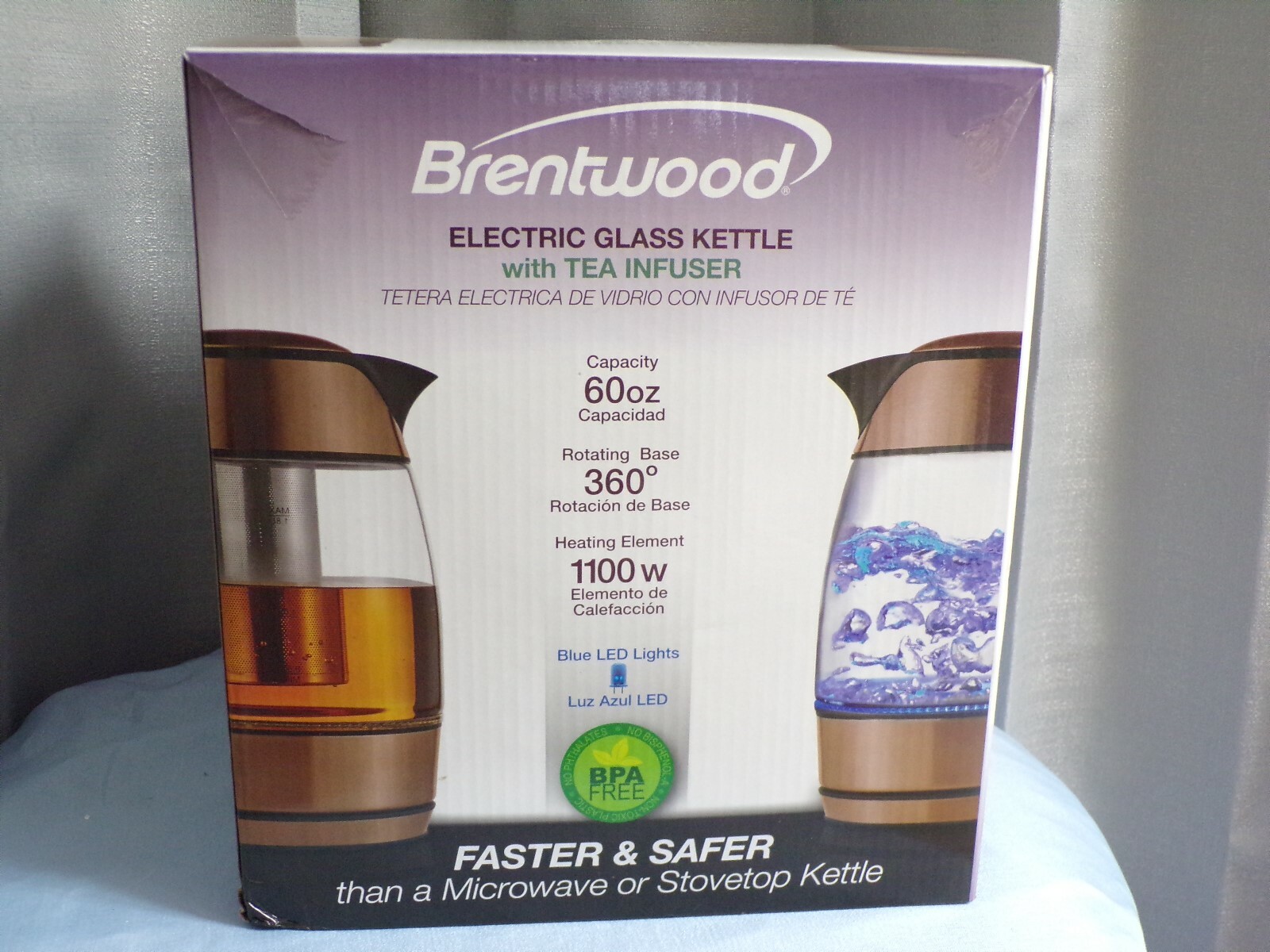 Brentwood Borosilicate Glass Tea Kettle with Infuser - Copper