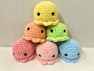 CUTE Crochet rainbow Octopus Plushies, Set Of 6 Amigurumi decor nursery