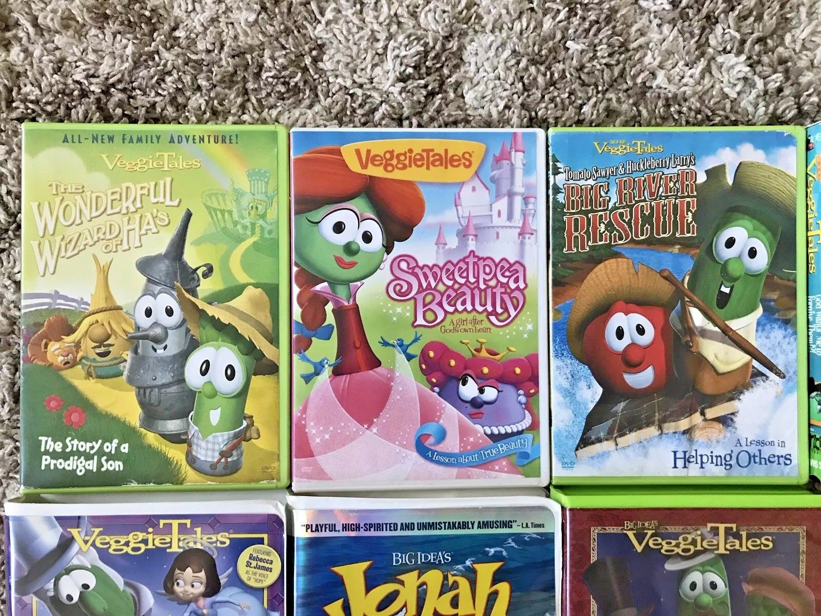 Veggie Tales Lot: 3 DVDs, 11 VHS Tapes Larry the Cucumber, Bob the Tomato! Good!
