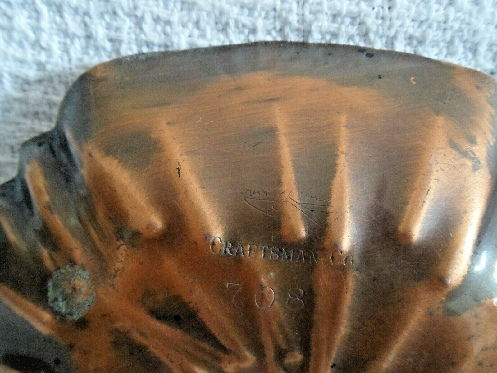 VINTAGE LARGE SOLID COPPER CANDLE HOLDER HANDMADE from CRAFTSMAN Co.708 VGCond