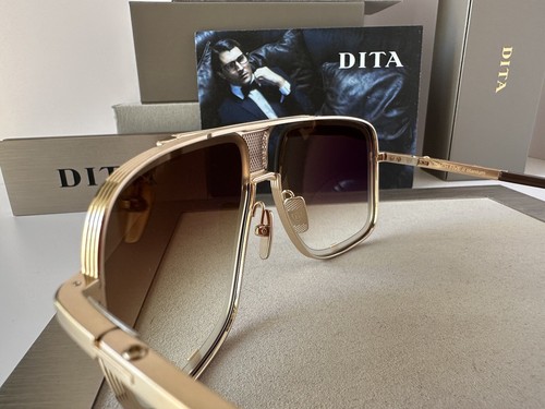 Pre-owned Dita Mach-five Drx-2087-i Gld Brn Brushed White Gold-brown Gradient Sunglasses