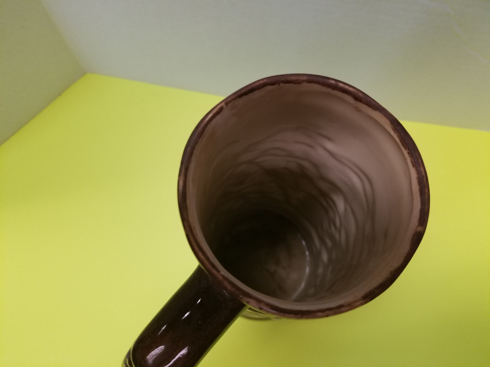 Large Vintage HandMade Brown Beer Stein 11 1/4