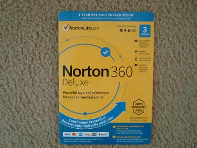 New Norton 360 Deluxe 2025 3 Devices Antivirus Internet,secure VPN,25GB, Sealed!