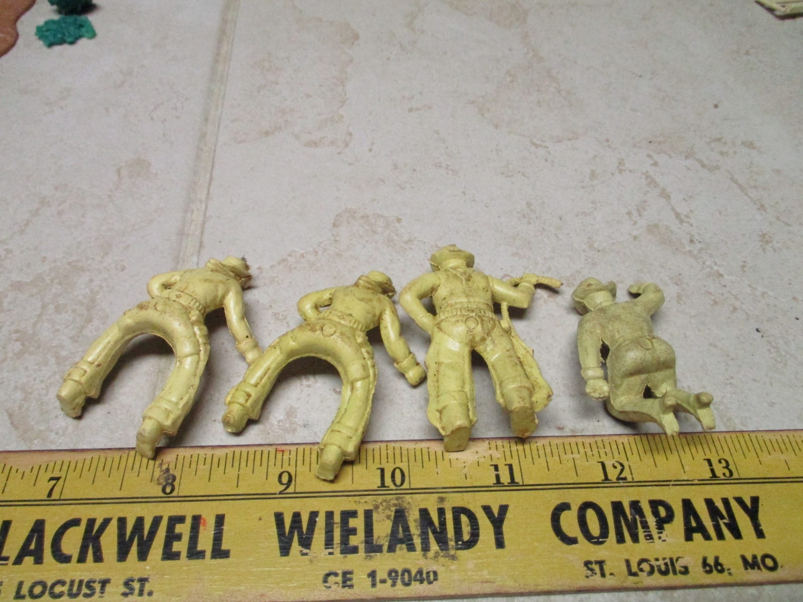 VTG Lot Marx 4 Cowboys Roy Rogers Cream 1950's Sitting Bar M Ranch Riding Roping