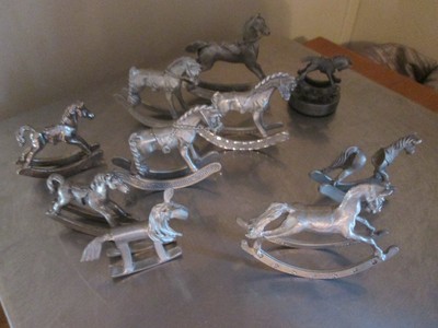 Set of 10 Pewter Rocking Horses, 5 Spoontique & 5 No Brand