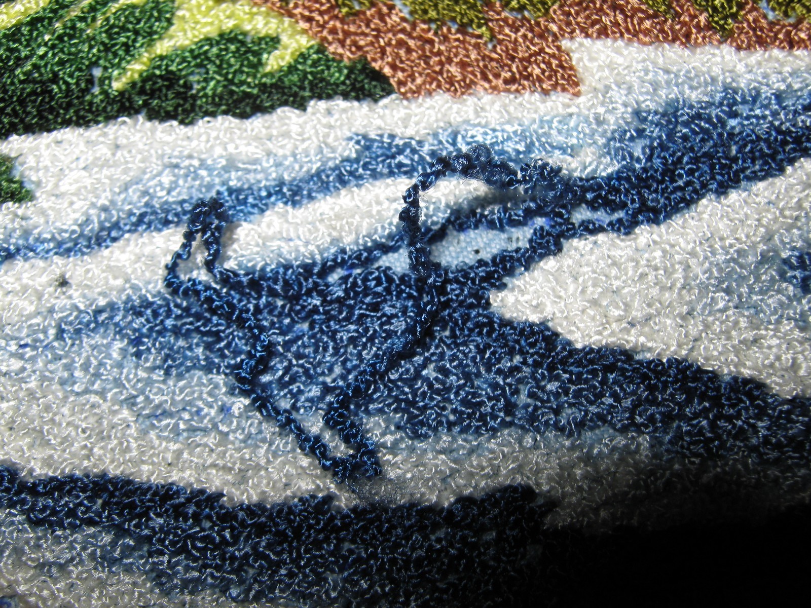 Vtg LIghthouse Landscape Picture Stump Work Punch Needlework Ocean Sea Shoreline