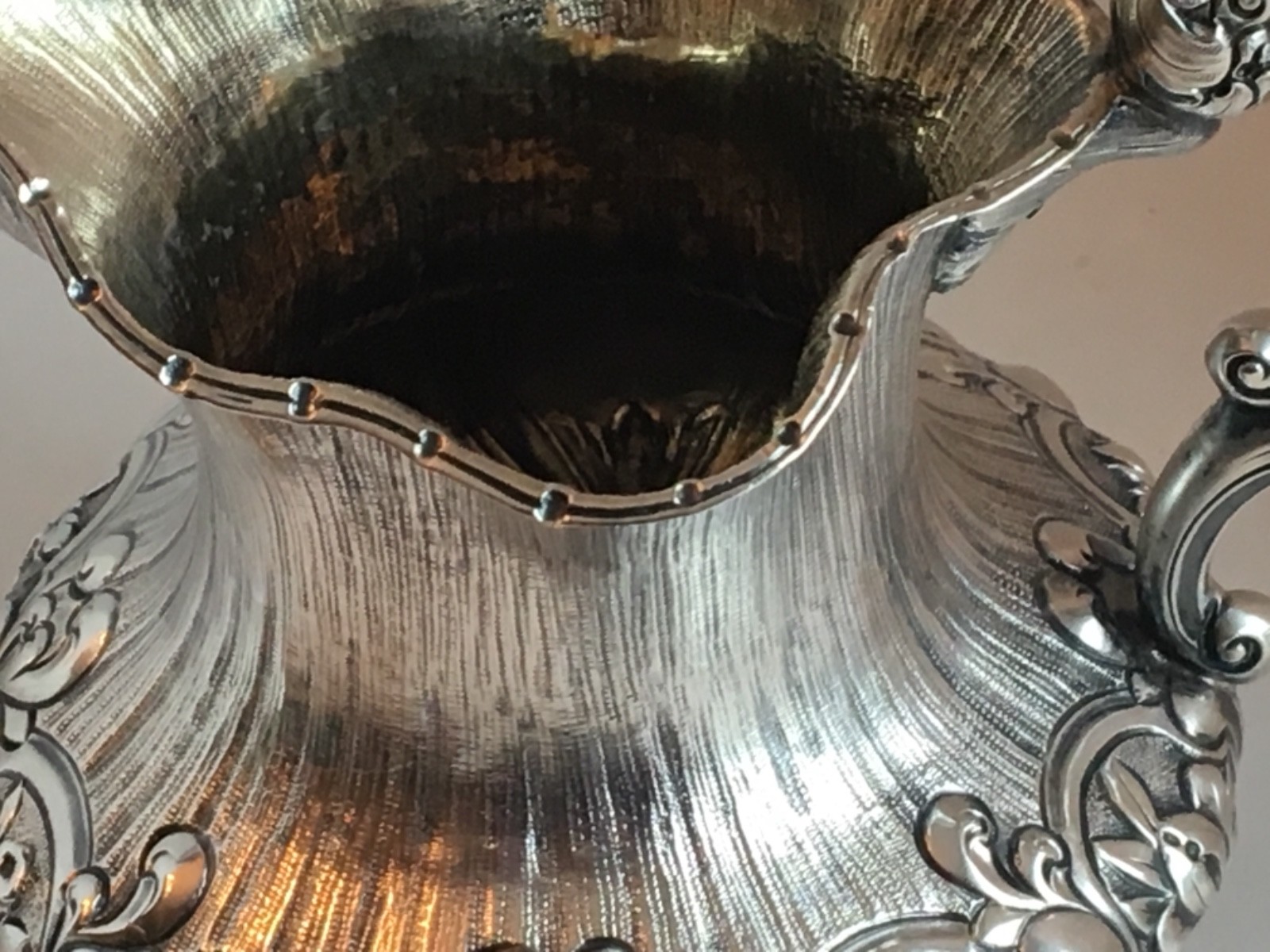 Antique Georgian Scottish Sterling Silver Handchased Florals Cream Jug 1832 E&Co