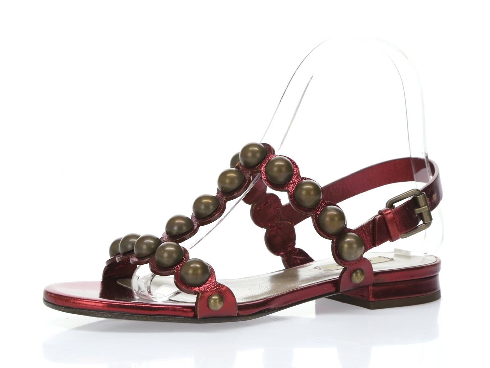 MARC JACOBS BORDEAUX burgundy leather stud beaded sandals sz. 37