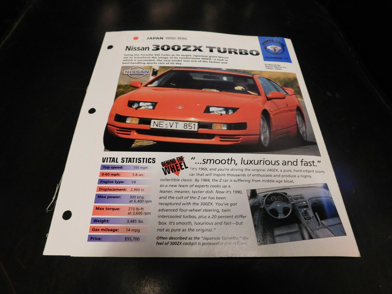 その他 Pamphlet Graphics 1990-1996 Nissan 300ZX Turbo Spec Sheet Brochure Photo
