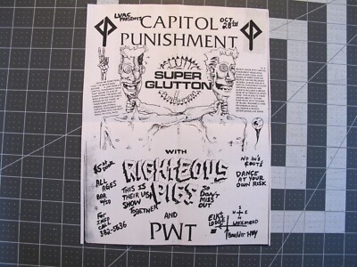 vtg punk flyer - Capitol Punishment Righteous Pigs at Elks v2 8.5x11 HC4