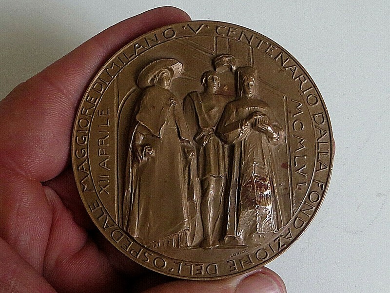 1956? Italie Medaille Medecine 500 Ans Hopital De Milan? Ospedale Milano,  7 Cm