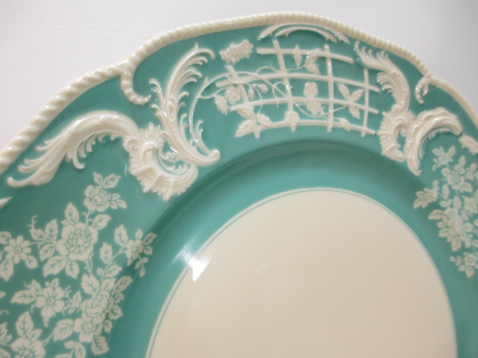 Rosenthal Sanssouci Dinner Plate Teal Ivory High Baroque Revival Relief 1925