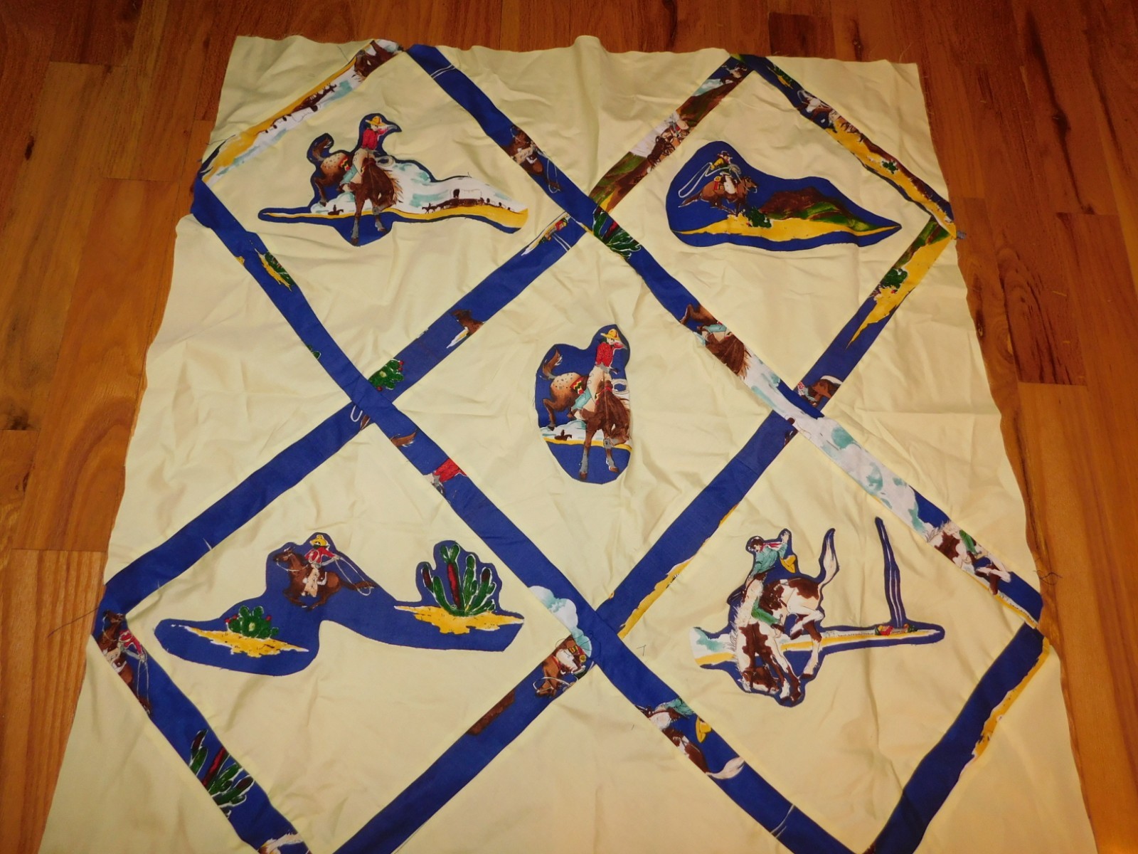 Cowboy Quilt Top Handmade