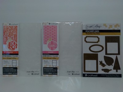 Craftwell -New -2 Universal Embossing Folders & Pocket Dies-Alpha,Thanks,Holiday