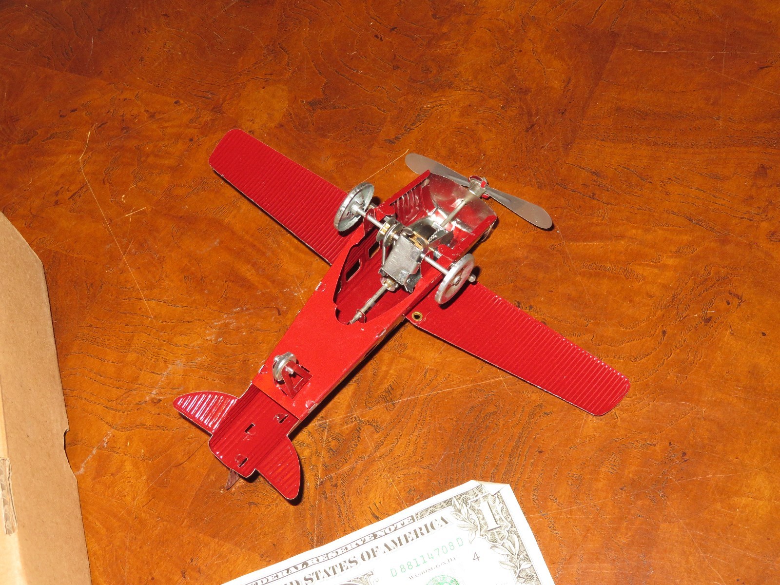 Wind-Up Tin Toy Airplane w/ Box Key-Wind (P159)