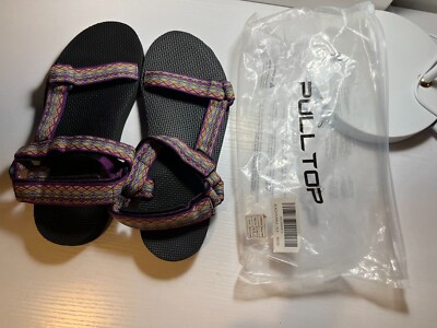 Cloud Walk by Pull Top Jolin Mens Strap Sandals, Black/Purple Size 40/10