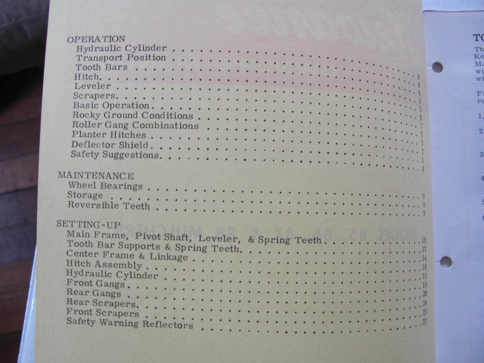 Kewanee Model 85 86 87 and 88 Mulchers Owners  Manual