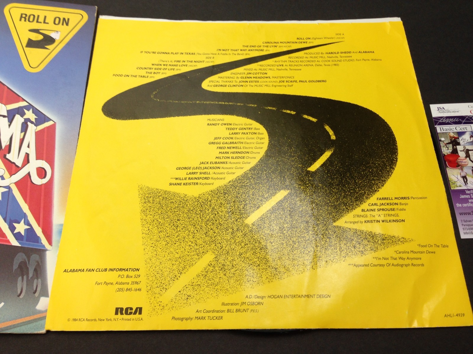 Randy Owen Signed Album Cover JSA Alabama Country Singer Roll On