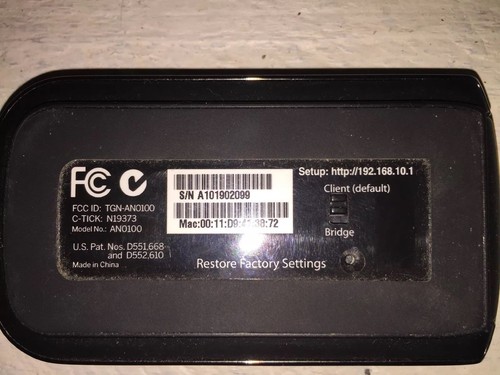TiVo Wireless N WiFi Adapter AN0100 802.11n B G Network w/Cables 5Ghz & 2.4Ghz