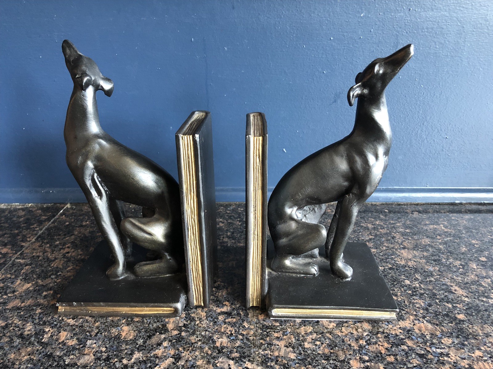 Pair Black Greyhound Bookends Sterling Industries