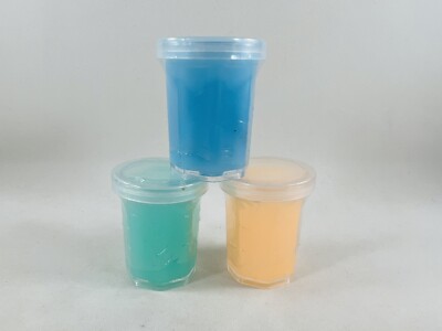 Lot of 3 Slime (Blue, Green, Peach) Small Containers Sealed 1.5'' Tall Party Favo