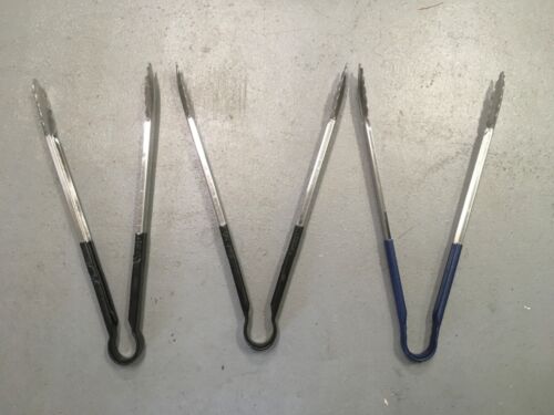 3 PCs Utility Tongs Heavy Duty 16” Stainless Steel Scalloped Coated