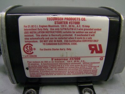 Ariens, MTD,Toro Murray,Snapper, Tecumseh 37000 120Volt (OEM) Electric Starter