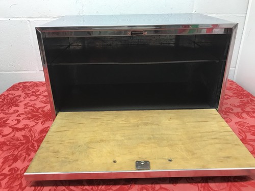 Vintage 1950s - 60s Masterware Chrome  Bread Box w/Cutting Board Lid Shelf