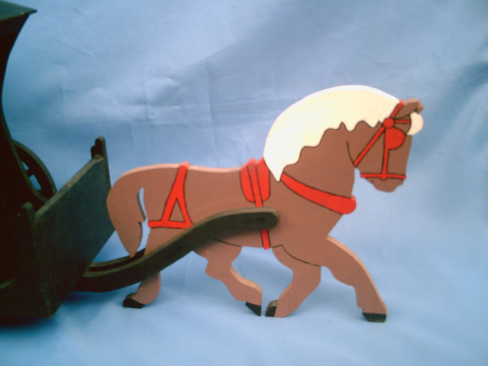 VINTAGE Hand-Crafted Amish Carriage & Horse Baby Doll Buggie Collectible 21