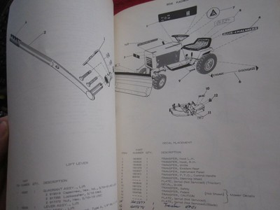AC ALLIS CHALMERS B-206 LAWN TRACTOR MOWER PARTS CATALOG MANUAL