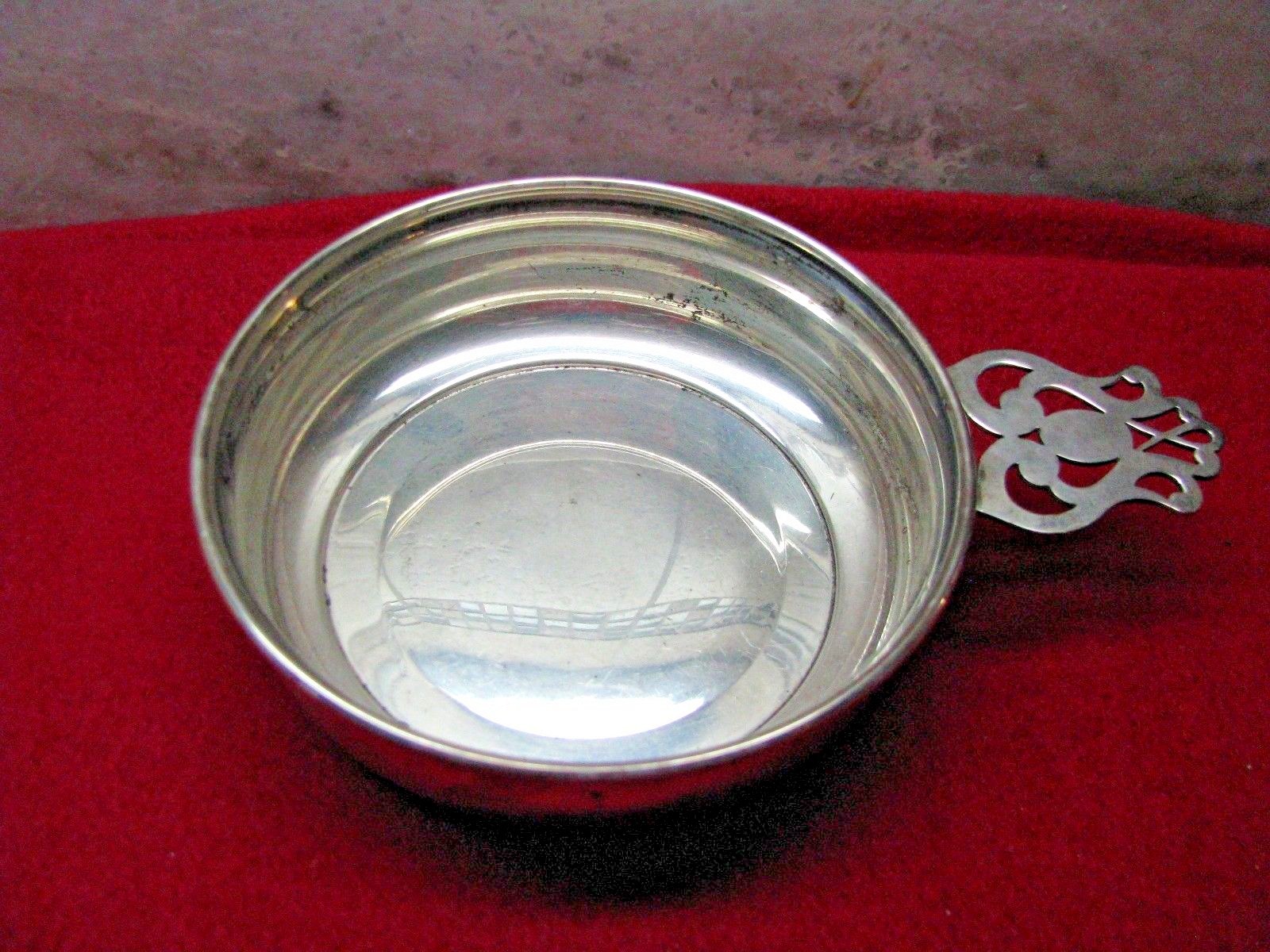 ANTIQ WEBSTER SILVER CO. STERLING PORRINGER #19846-PIERCED HANDLE-BABY FEED BOWL