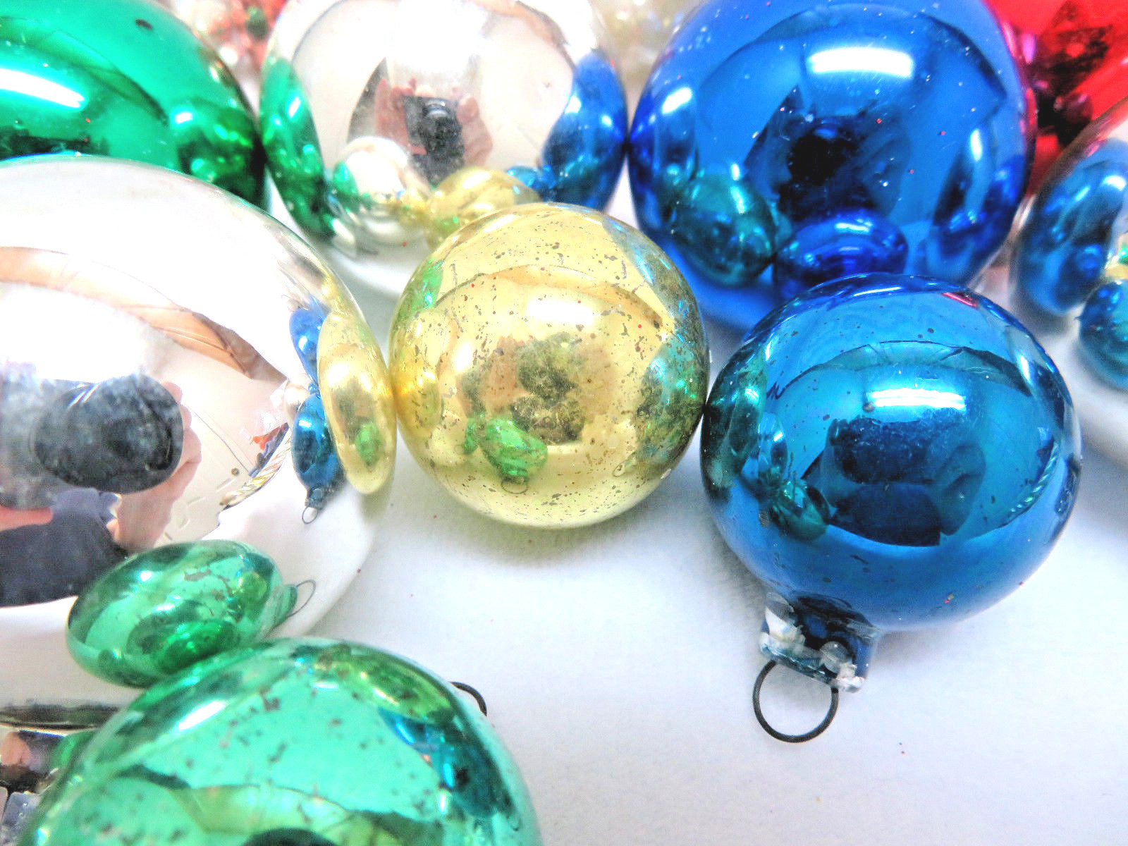 19 Piece Vintage  Miniature Mercury Glass Christmas Ball Ornaments