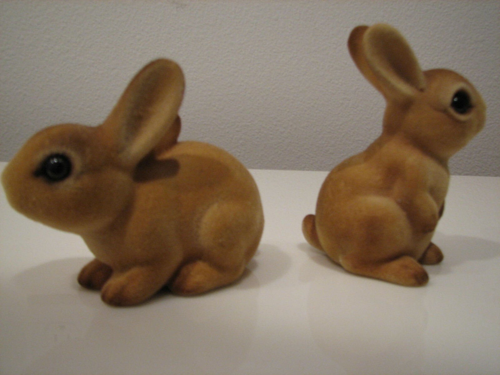 2 Vintage Bunny Rabbits Flocked Easter Japan George Good / Josef Original