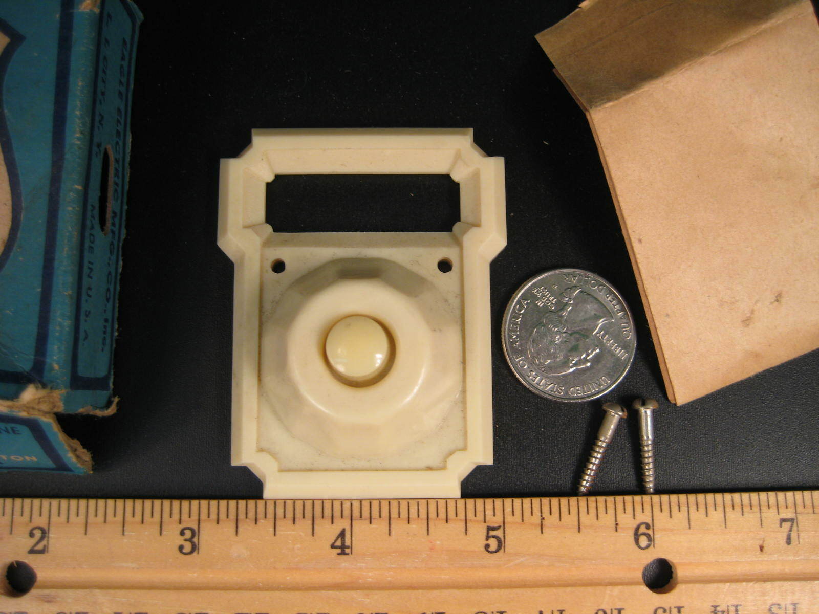 Bakelite Push Button      Vintage Eagle #144 Ivory  Door Bell Ringer Switch