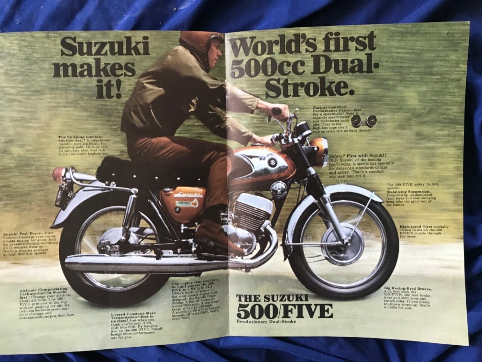 1968-Suzuki-T500-Titan-500-Five-motorcycle-photo-vintage-print ad 