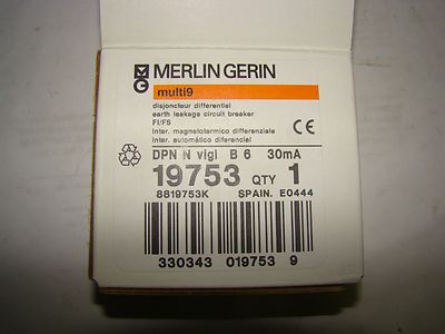 Merlin Gerin 19753 DNP-N VIGI B6 30mA Current Circuit Breaker, NIB