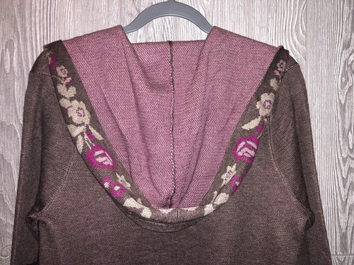 Pre-owned Maxsport Hooded Long Open Cardigan Sweater Brown Pink Womens Sz S M L Xl