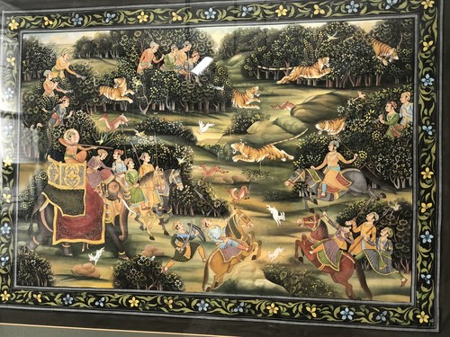 Exklusive Seidenmalerei Ölbild, Öl auf Seide Tiger und Krieger asiatische Kunst