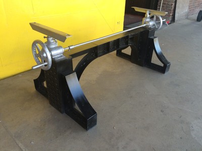 Crank Dining Table Base, Vintage Industrial iron Adjustable Height 29'' - 41''