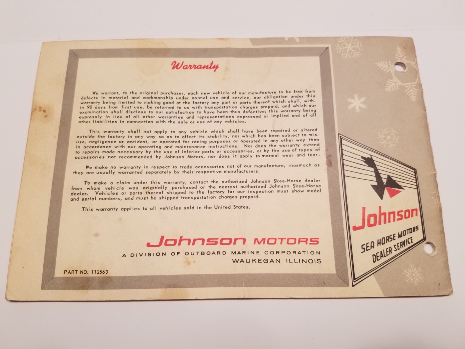 Vintage 1967 Johnson Skee-Horse 1570/2070/2075 Owners Manual