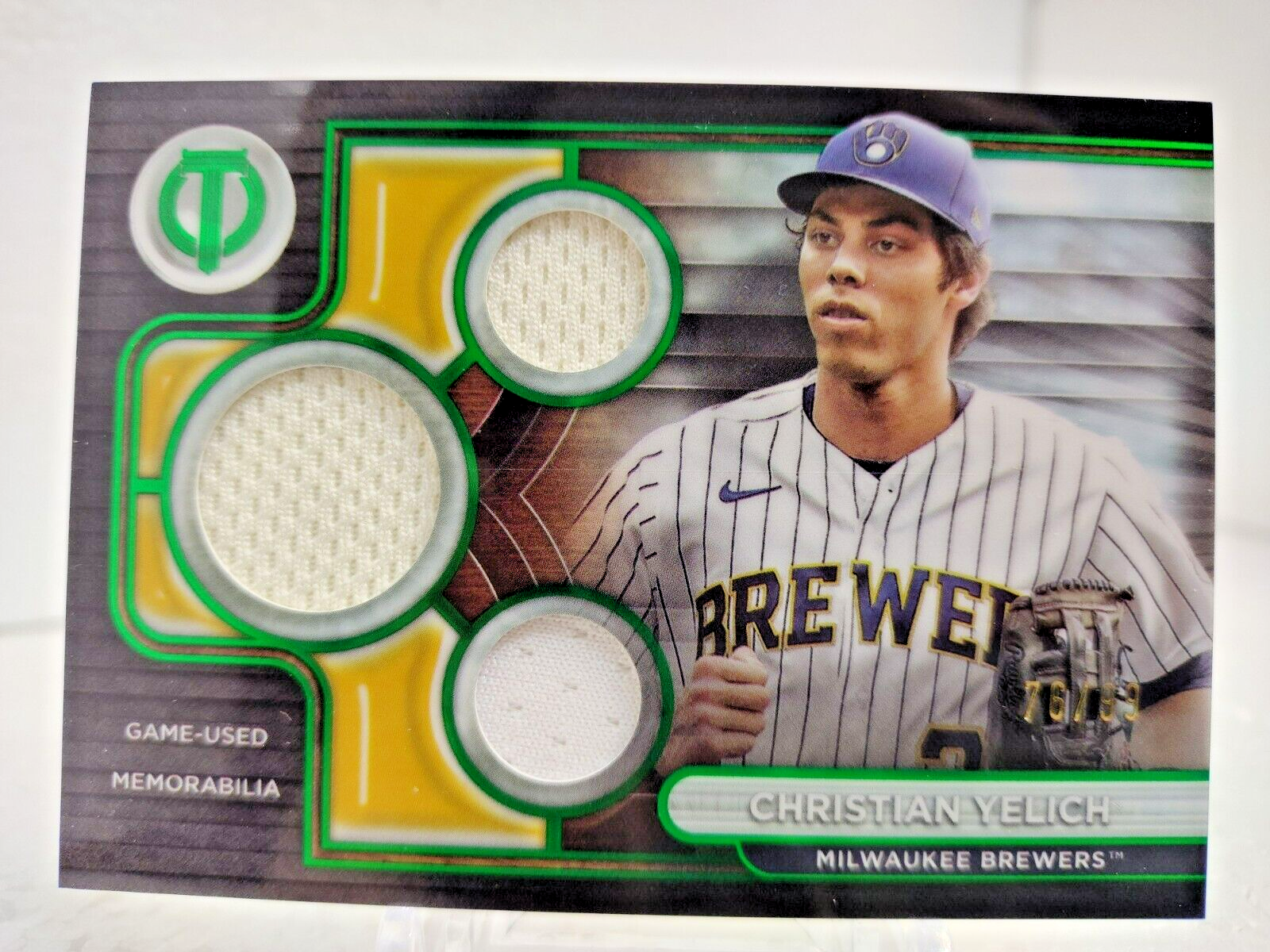 CHRISTIAN YELICH #/99 Game-Used Jersey Triple Relic 2024 Topps