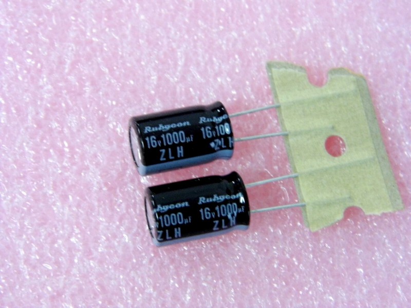 Lot X5 : Condensateur 1000ÂµF 1000uf 1mf 16v Rubycon 105Â°C Zlh ~ 10 X 16 Mm
