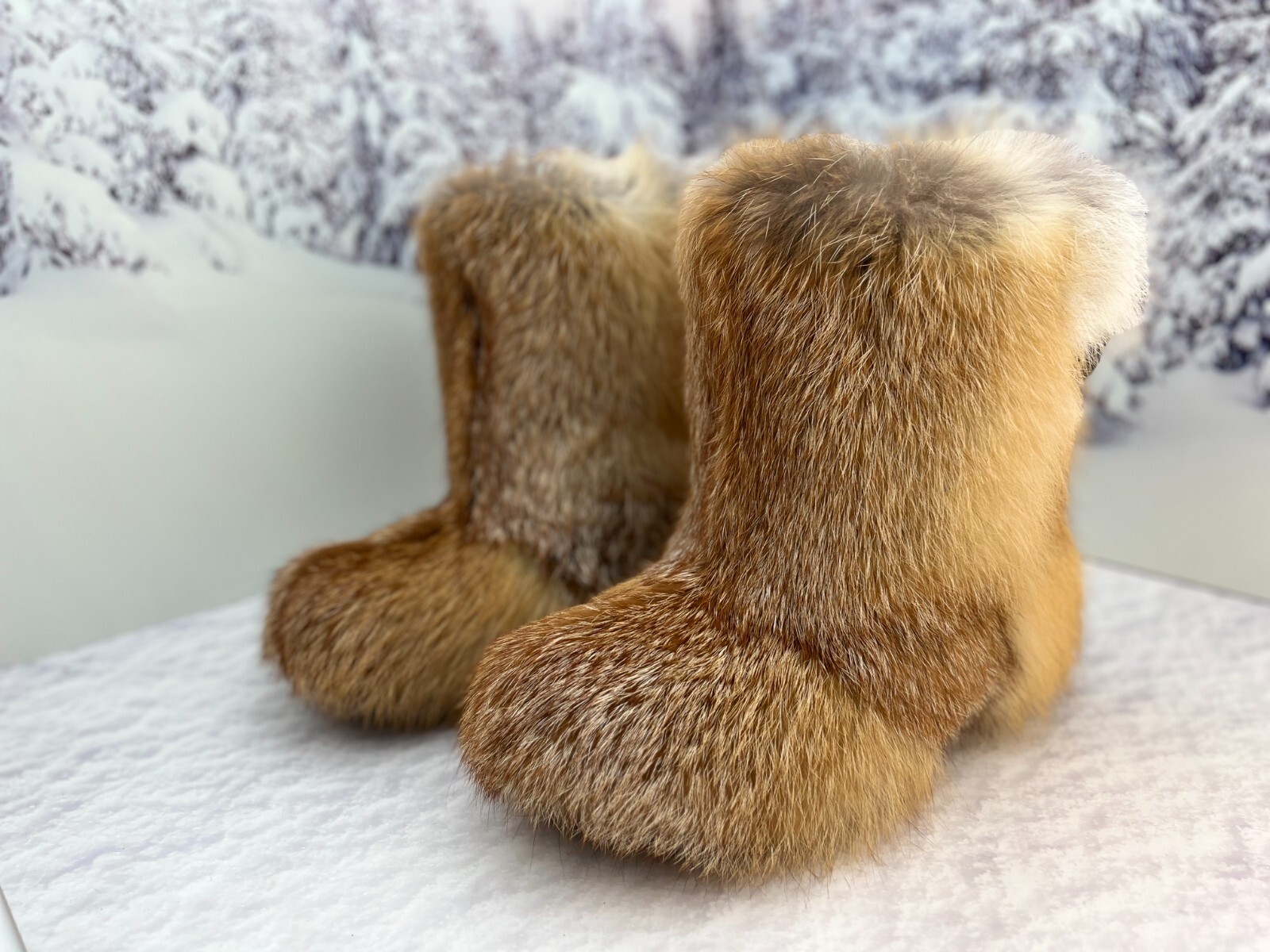 Pre-owned Litvin Fox Fur Boots For Men, Viking Boots, Mukluks, Snow Winter Boots, Mens Gift In Red