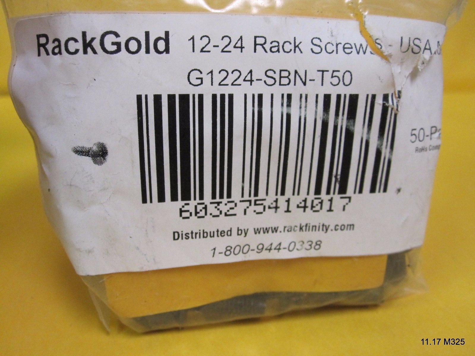 RackGold 12-24 Rack Screws - 50 Pack RoHS Compliant USA Made G1224-SBN-T50