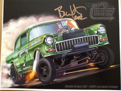 Signed Brendon Vetuskey 2022 Hot Wheels 36th Convention ''RLC '55 Gasser'' E Sheet