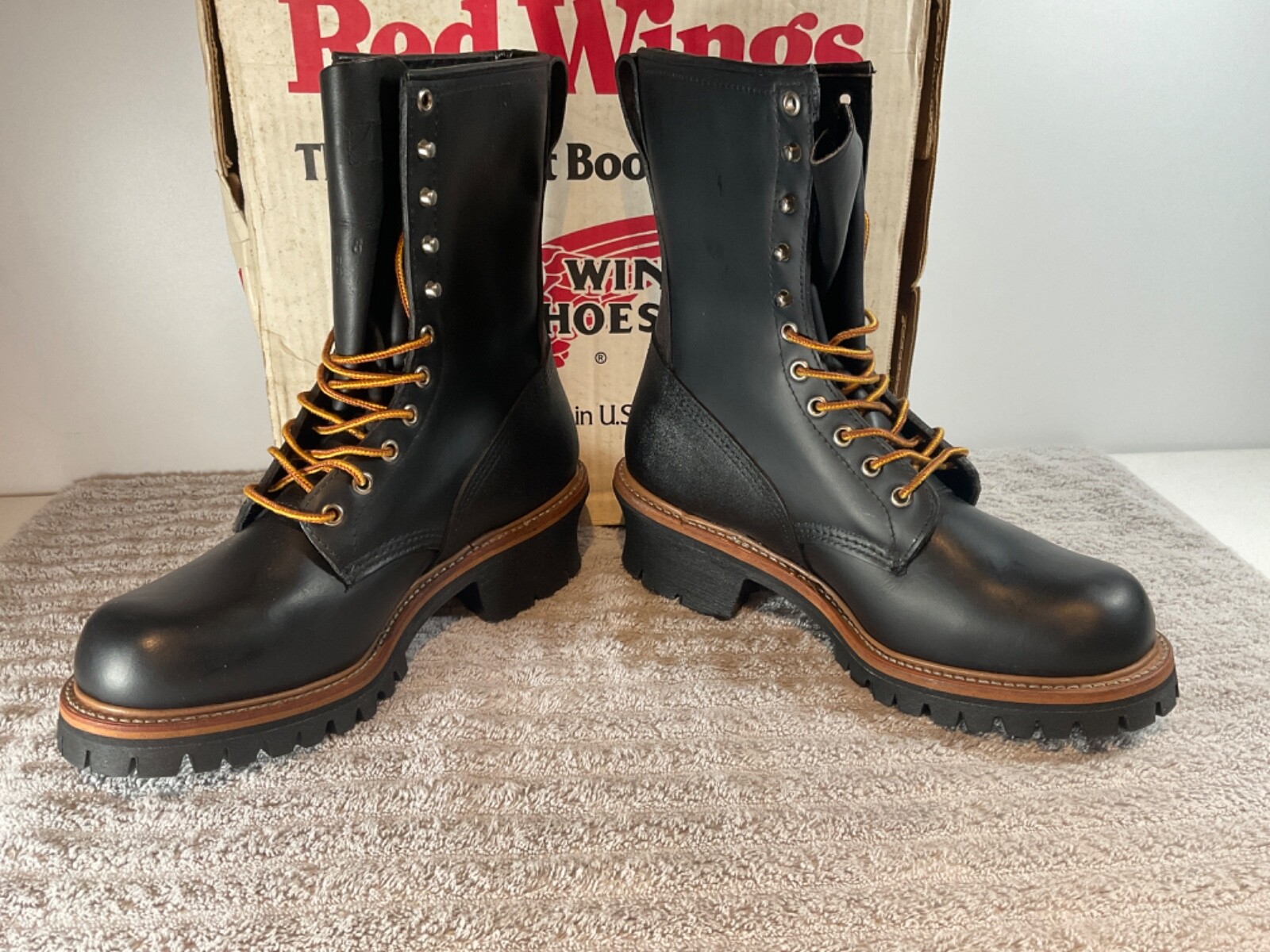 Pre-owned Red Wing Shoes Red Wing 699 Vibram Logger Boot Vintage Multiple Sizes Leather Usa In Black