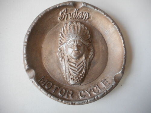 VINTAGE STYLE NEW INDIAN MOTORCYCLE CAST  ALUMINUM CHIEF ASHTRAY 