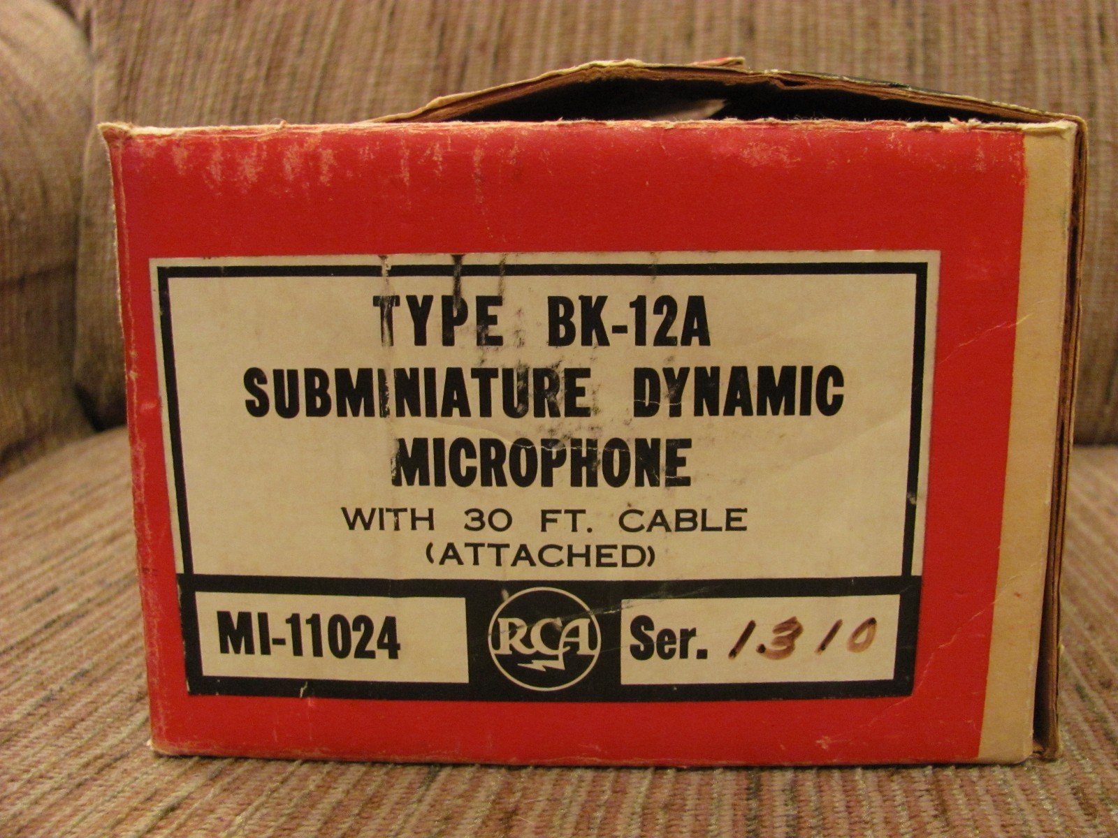 Vintage Empty RCA Type BK-12A Subminiature Dynamic Microphone Box